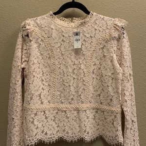 New EXPRESS Floral lace blouse top - soft pink